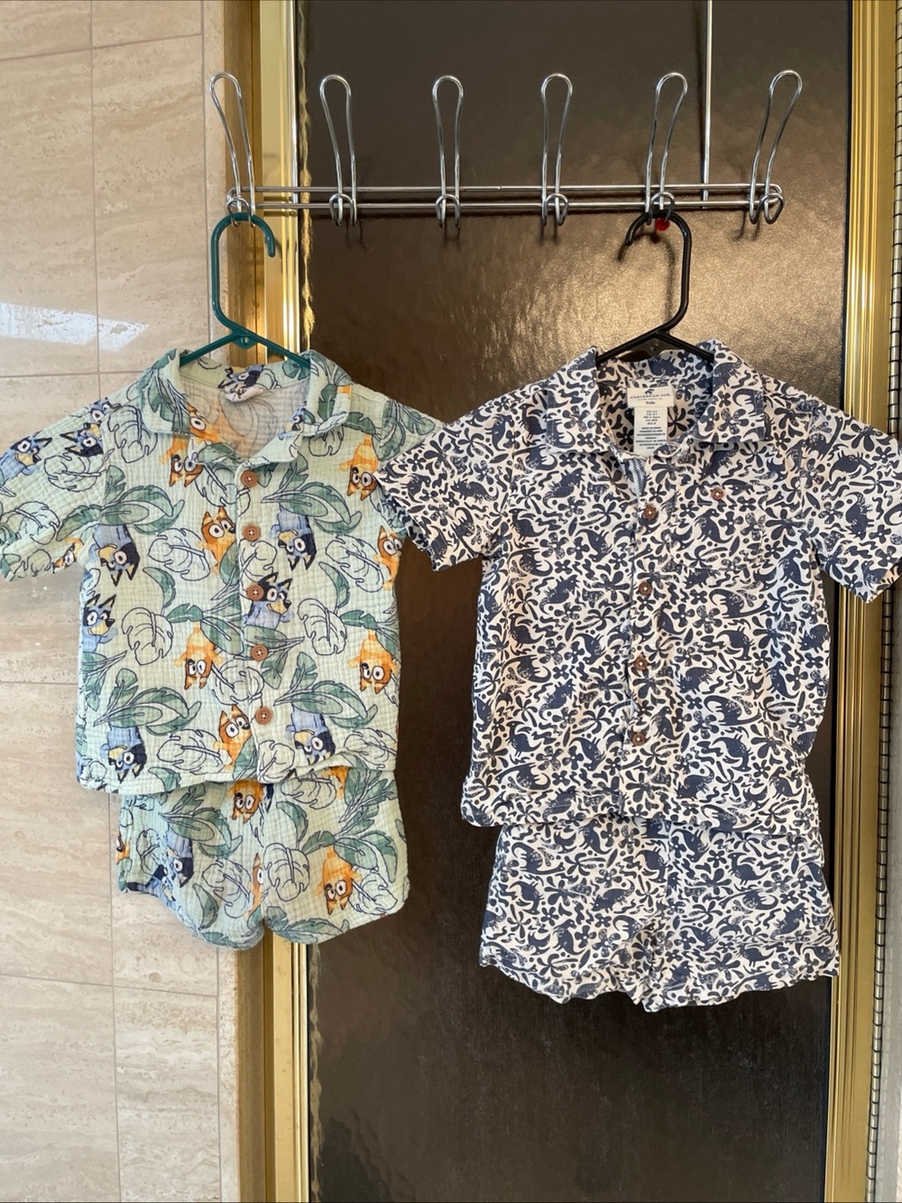 Lot of 2 Boys Short Sleeve Shirts & Shorts Sets Sz 4: Bluey And Caribbean Joe